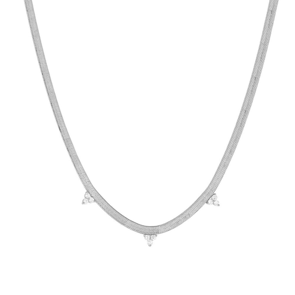 And Now This Cubic Zirconia Flat Herringbone Chain Necklace